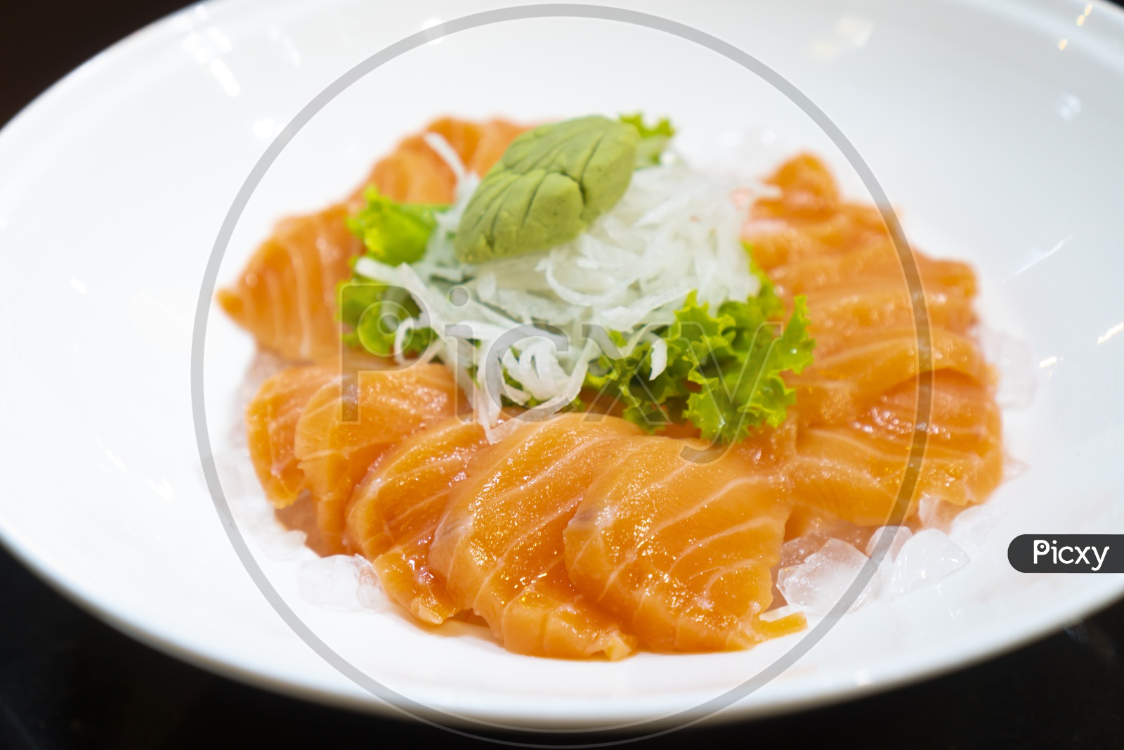 Japanese fresh salmon sashimi or Japanese gourmet and delicacy sashimi with raw sliced fish