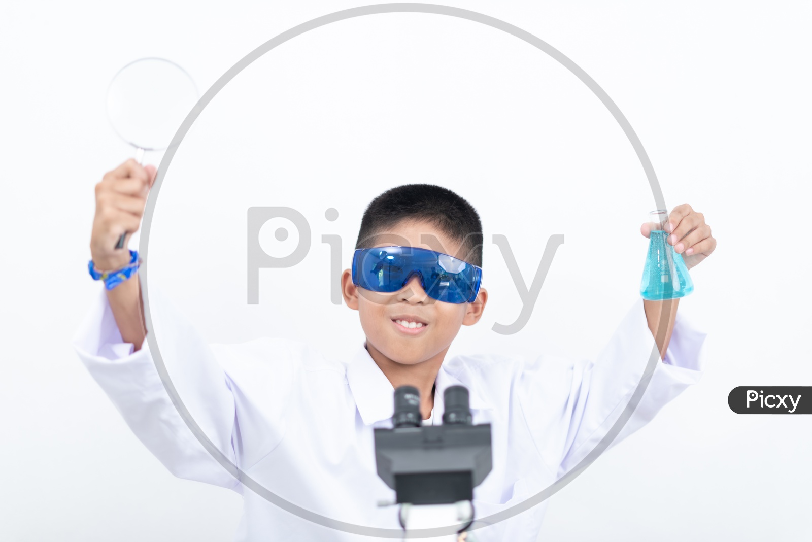 Asian Child Scientist Learning in Laboratory
