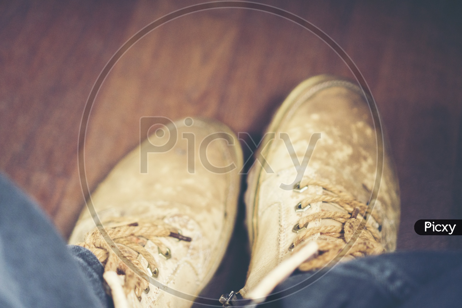 Man with Old leather shoes