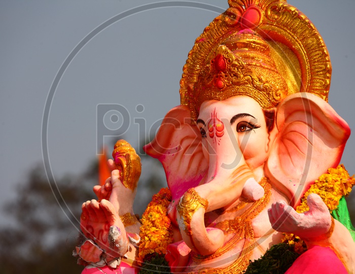 Lord ganesh Idols In Procession During Immersion Or Visarjan