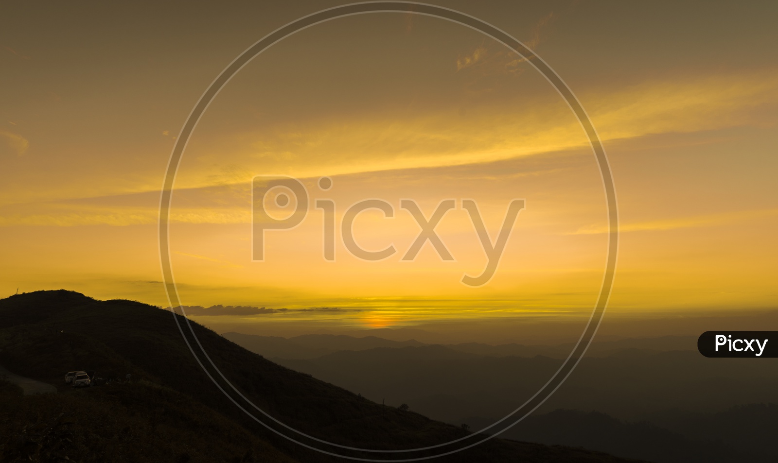Black and yellow abstract background of sunset