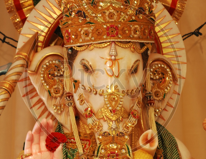 Hindu God Lord Ganesh Idol Closeup