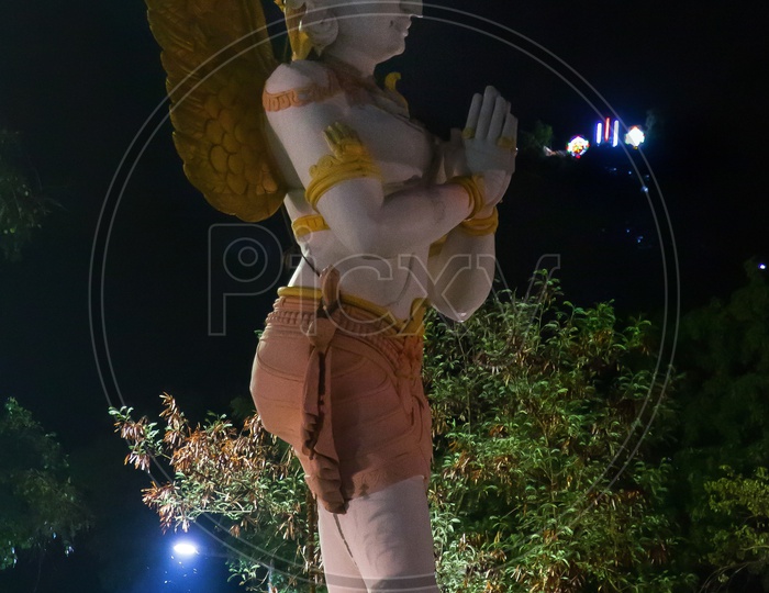 Garuda statue offering namaskar to lord venkateswara