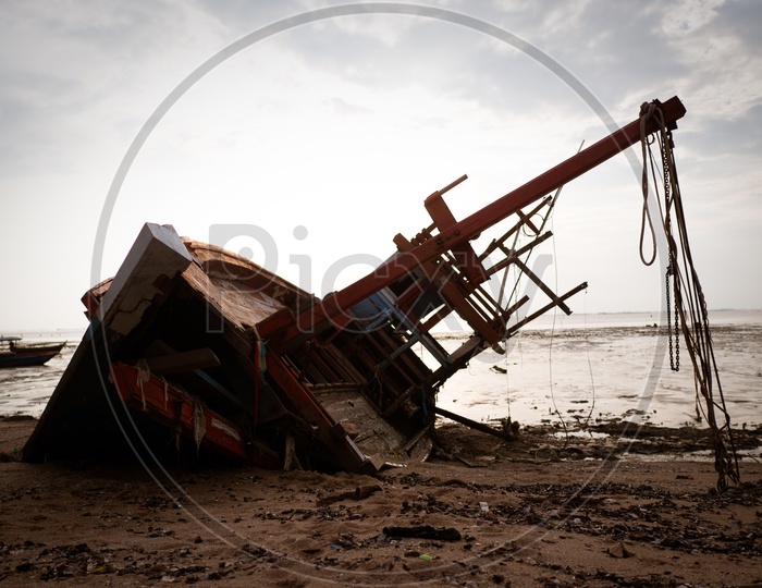 A boat wreck alongside the Thailand beach