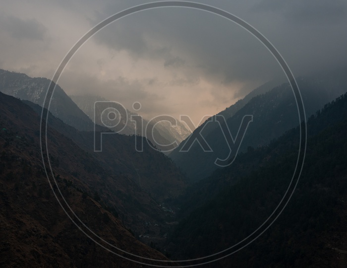 Dark Clouds over Himalayan Mountains