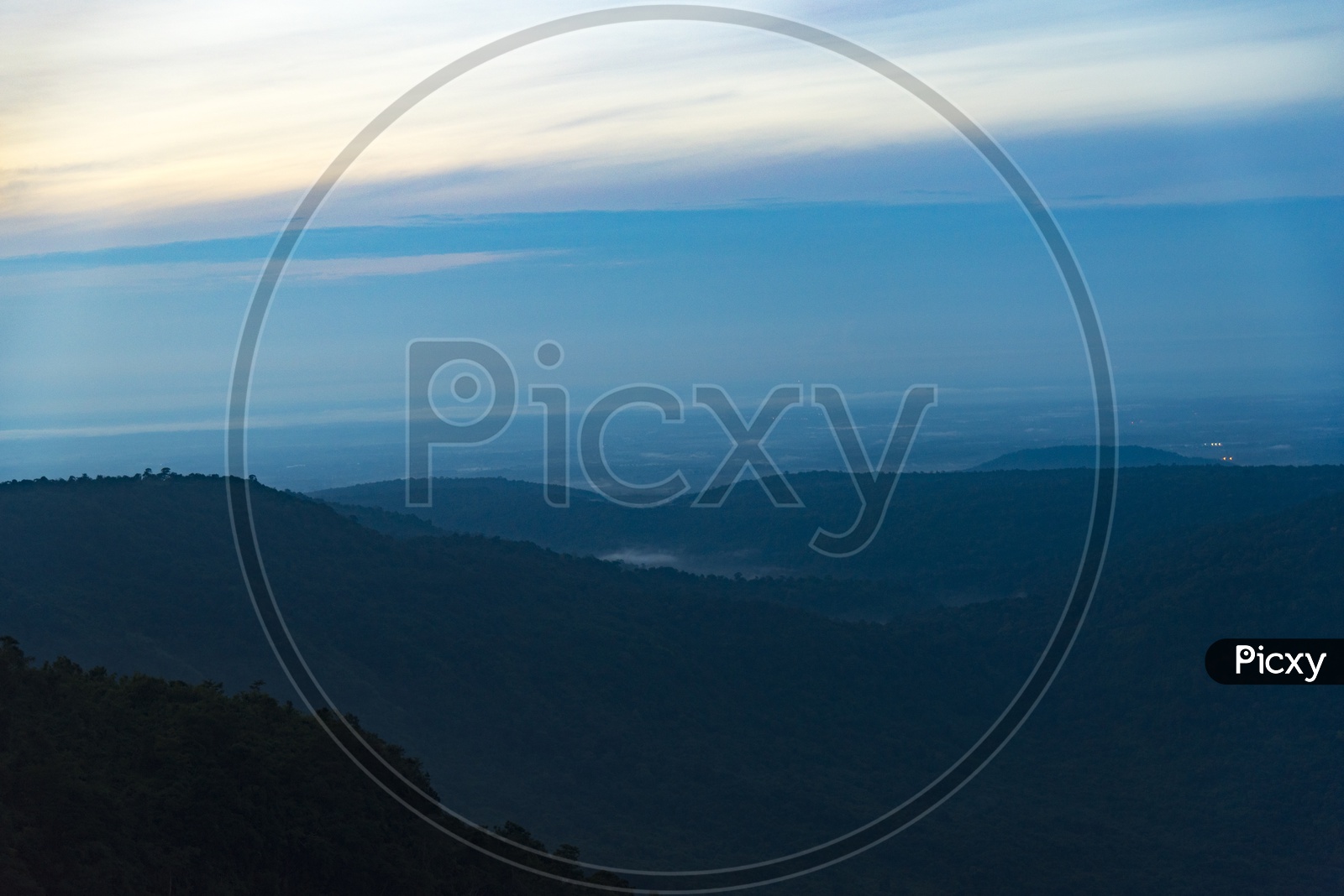 Nature landscape view of sunset over the mountain, Khao Yai National National Park in Thailand