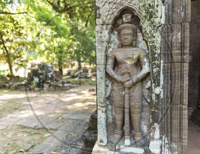 Rock Carving at Ancient Wat Phu Khmer Temple