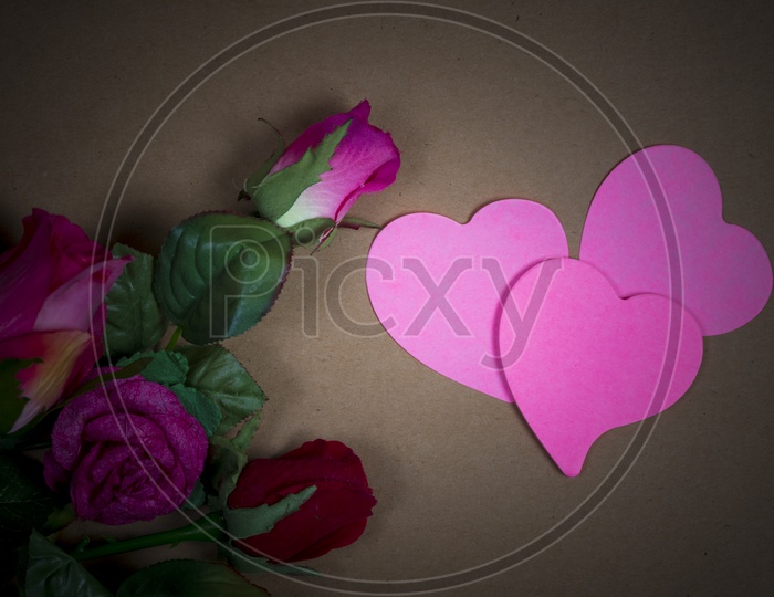 Valentines Day Artistic Backgrounds With Love heart crafts And Space For Text