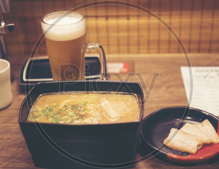 Japanese Ramen Noodles served in bowl