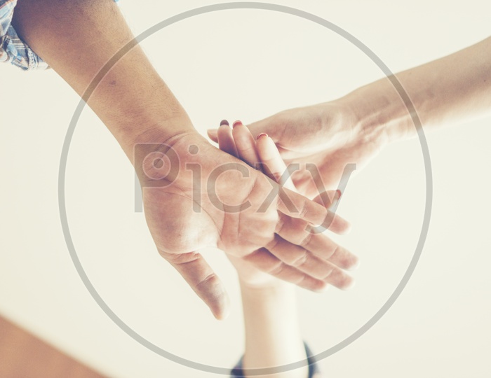 Teamwork Concept  With People Hand Assembled in a Corporate Meeting