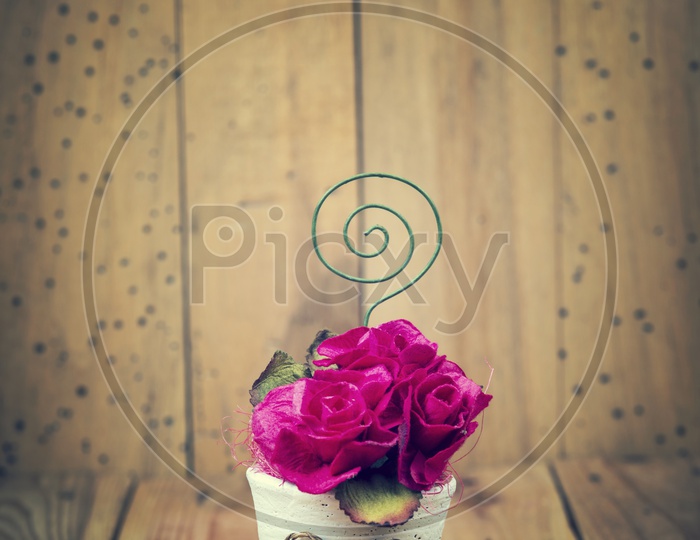 Abstract Background For Valentine's Day With Flower  On Wood