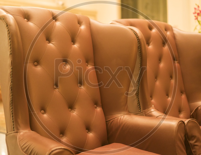 Leather couches in a Thailand luxury hotel