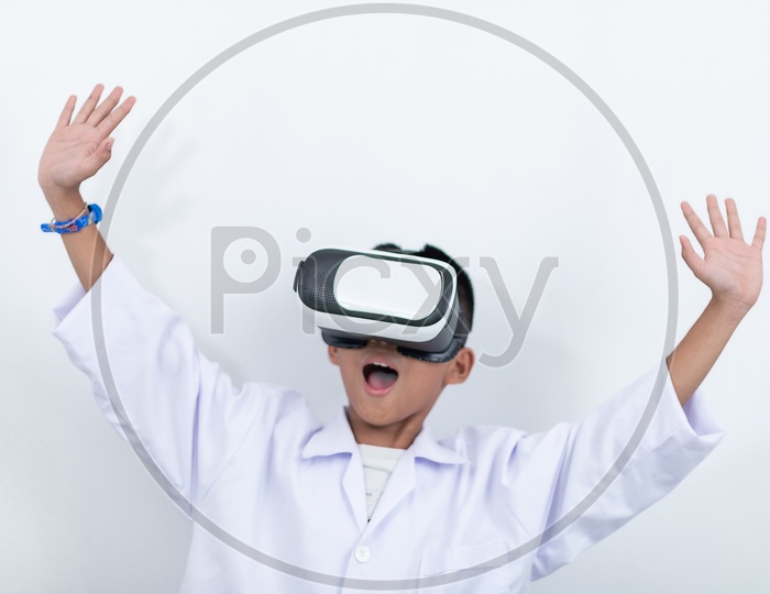 Asian Child with Virtual Reality Headset