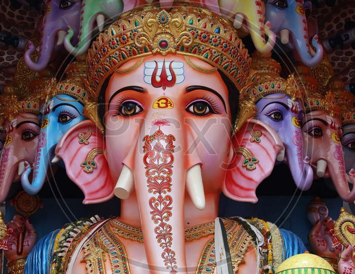 Closeup  View Of Khairatabad Ganesh Idol 2019 For Ganesh Chathurdhi Festival 2019