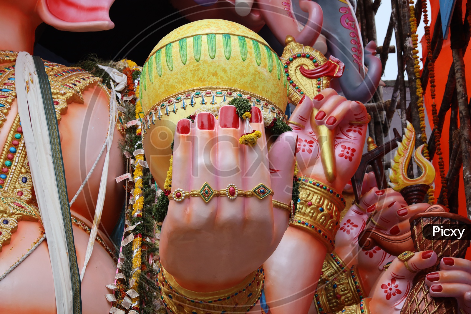 Sri Dwadashaditya Maha Ganapathi Idol In Khairatabad For Ganesh Chathurdhi Festival 2019 Closeup View
