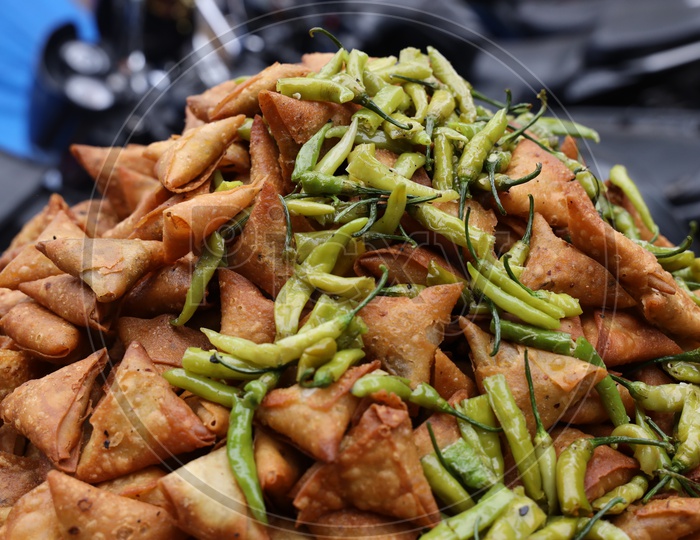 Samosa , Indian Street Food or Snack Closeup