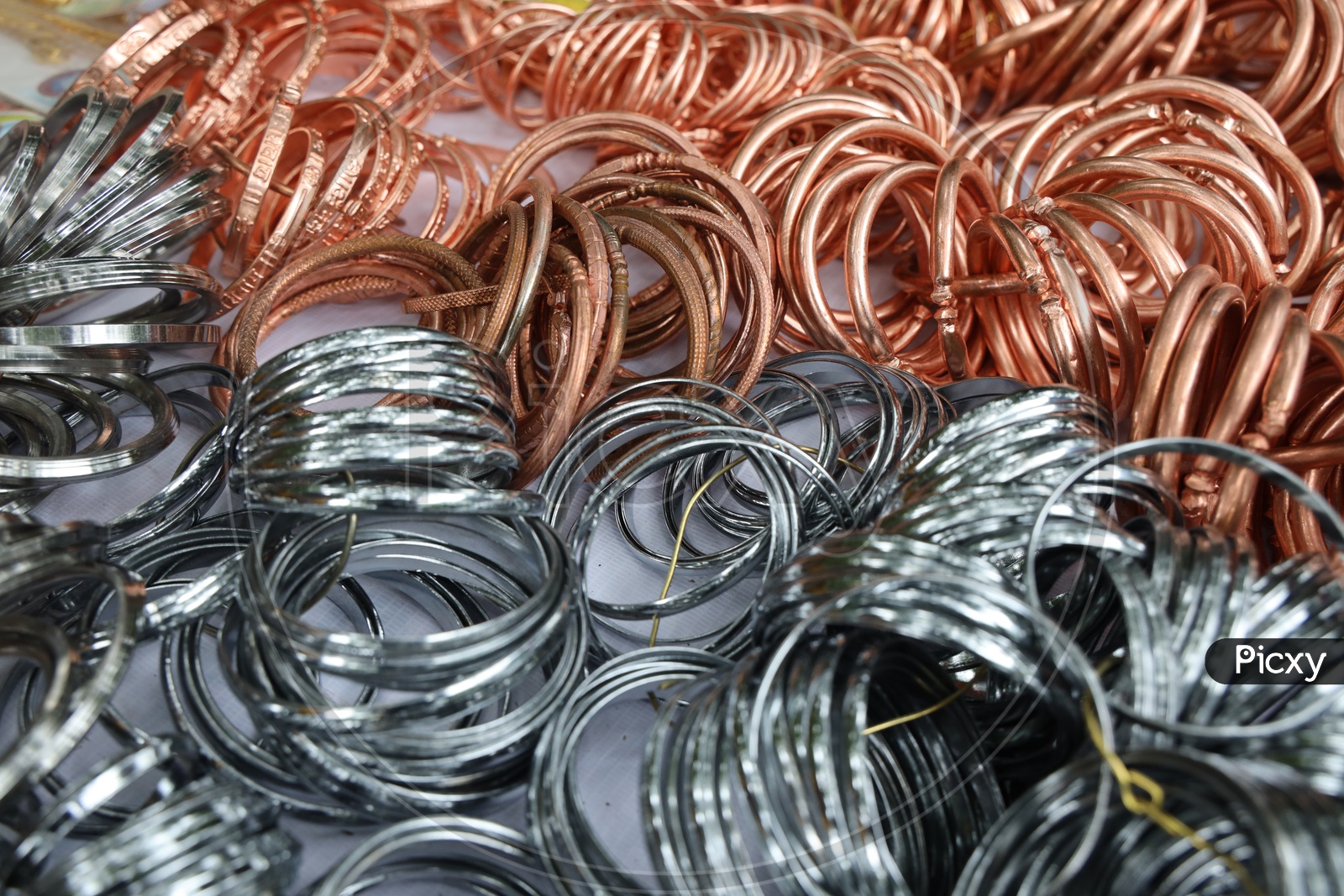 Steel and Brass Bracelets In a Vendor Stall