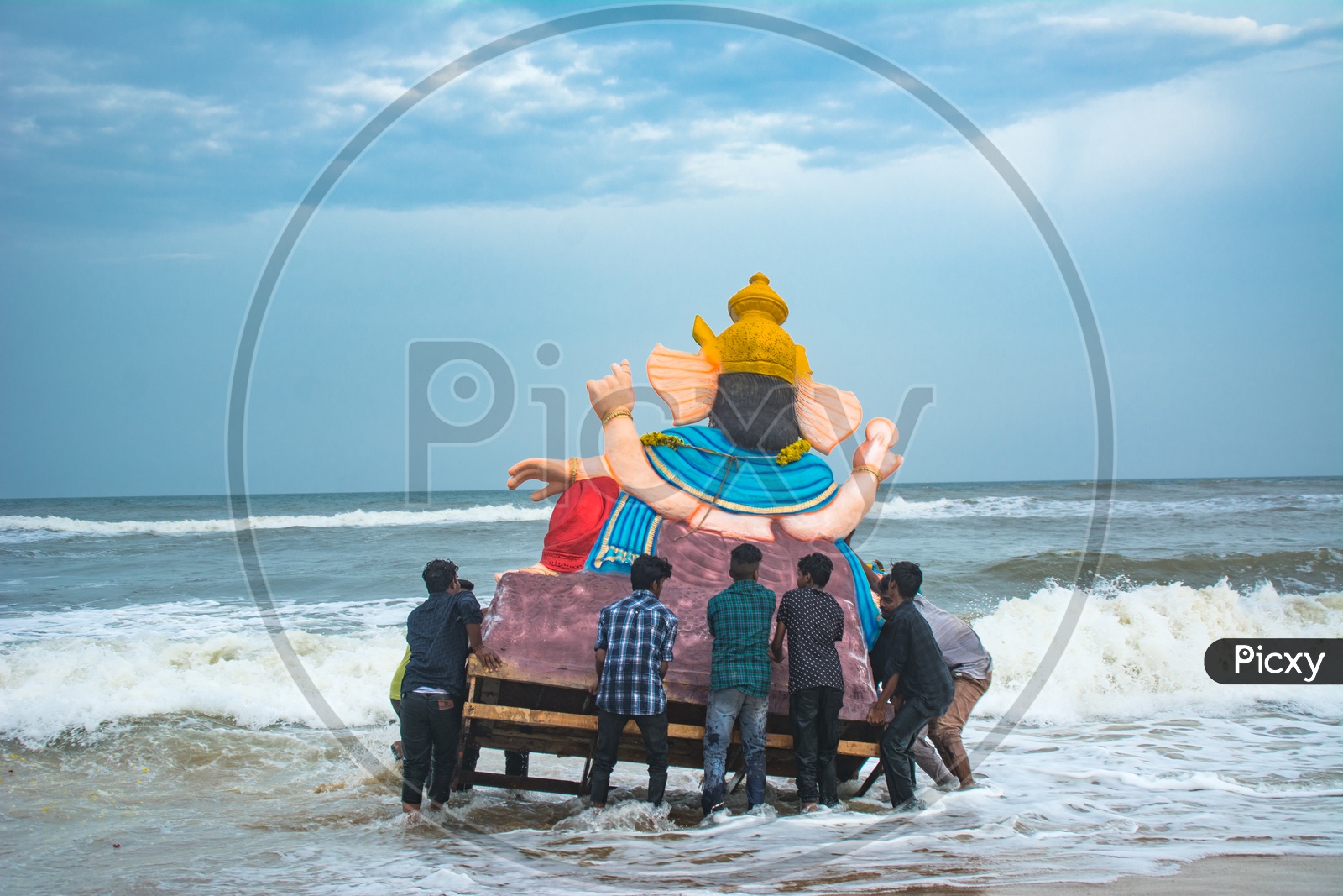 Ganesh Idols Being Immersion In Sea At Chennai