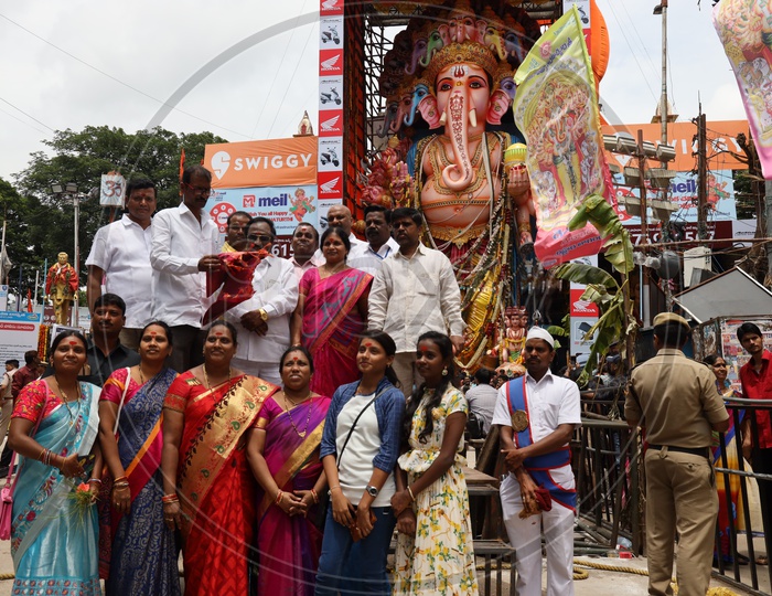 Government Officials Taking a Group Picture At Khairatabad Ganesh Idol