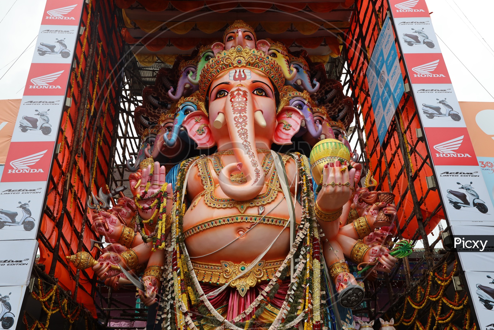 Sri Dwadashaditya Maha Ganapathi Idol In Khairatabad For Ganesh Chathurdhi Festival 2019  Closeup View