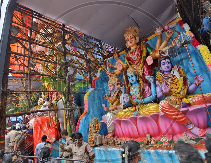 Hindu God Idols At Khairatabad Ganesh Mandapam Arranged For Ganesh Chathurdhi Festival