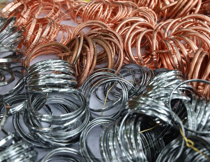 Steel and Brass Bracelets In a Vendor Stall
