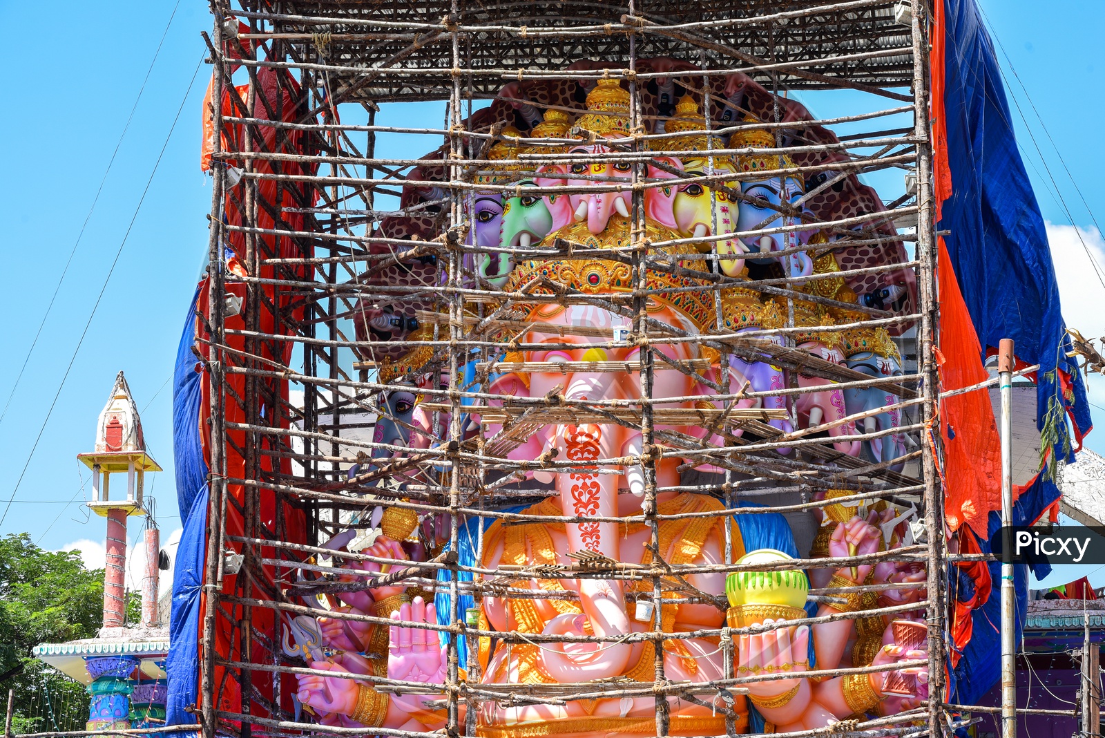 Sri Dwadashaditya Maha Ganapathi, Khairatabad Bada Ganesh ,a 61 foot idol before unveiling on ganesh chaturdhi