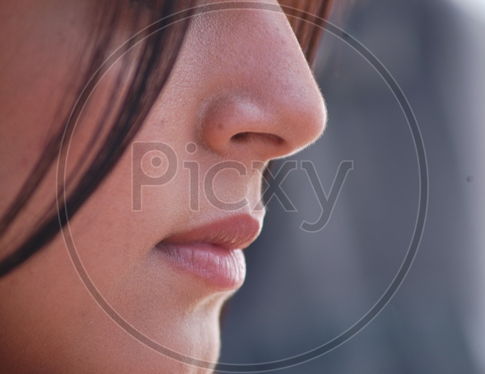 A closeup of girl's lips