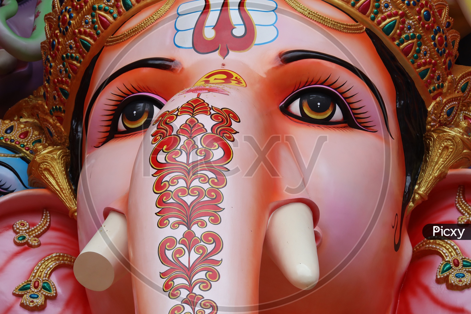 Sri Dwadashaditya Maha Ganapathi Idol In Khairatabad For Ganesh Chathurdhi Festival 2019 Closeup View