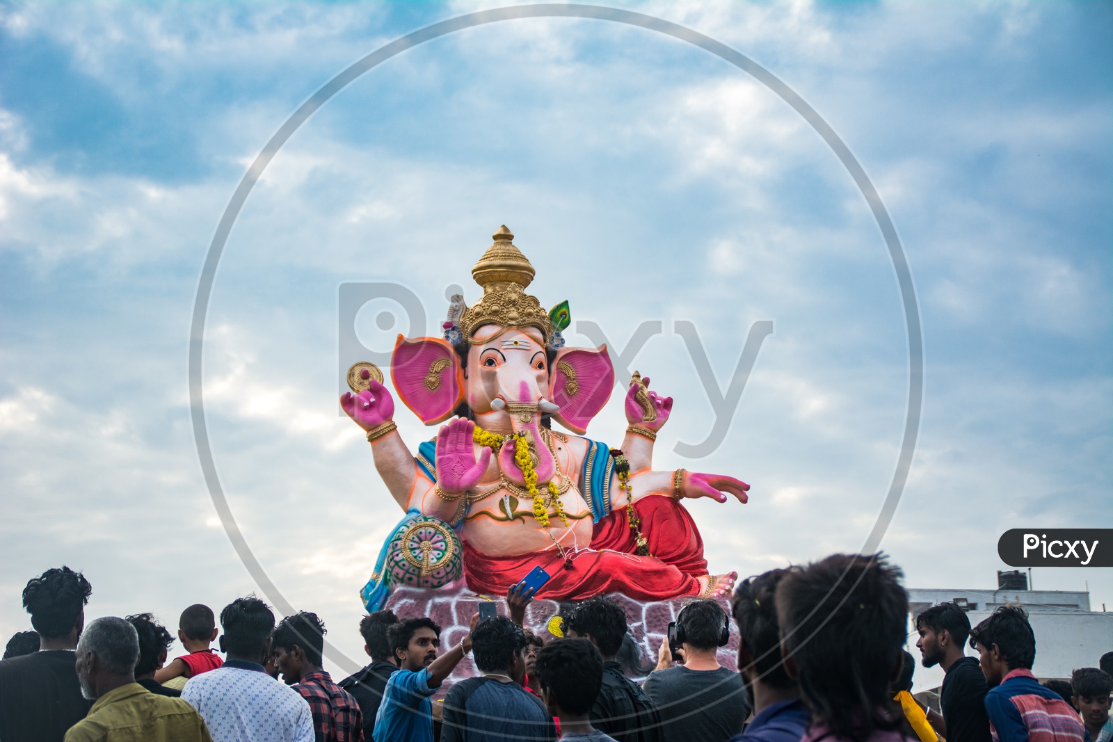 Devotees Taking Selfies At  The Ganesh Idol Procession
