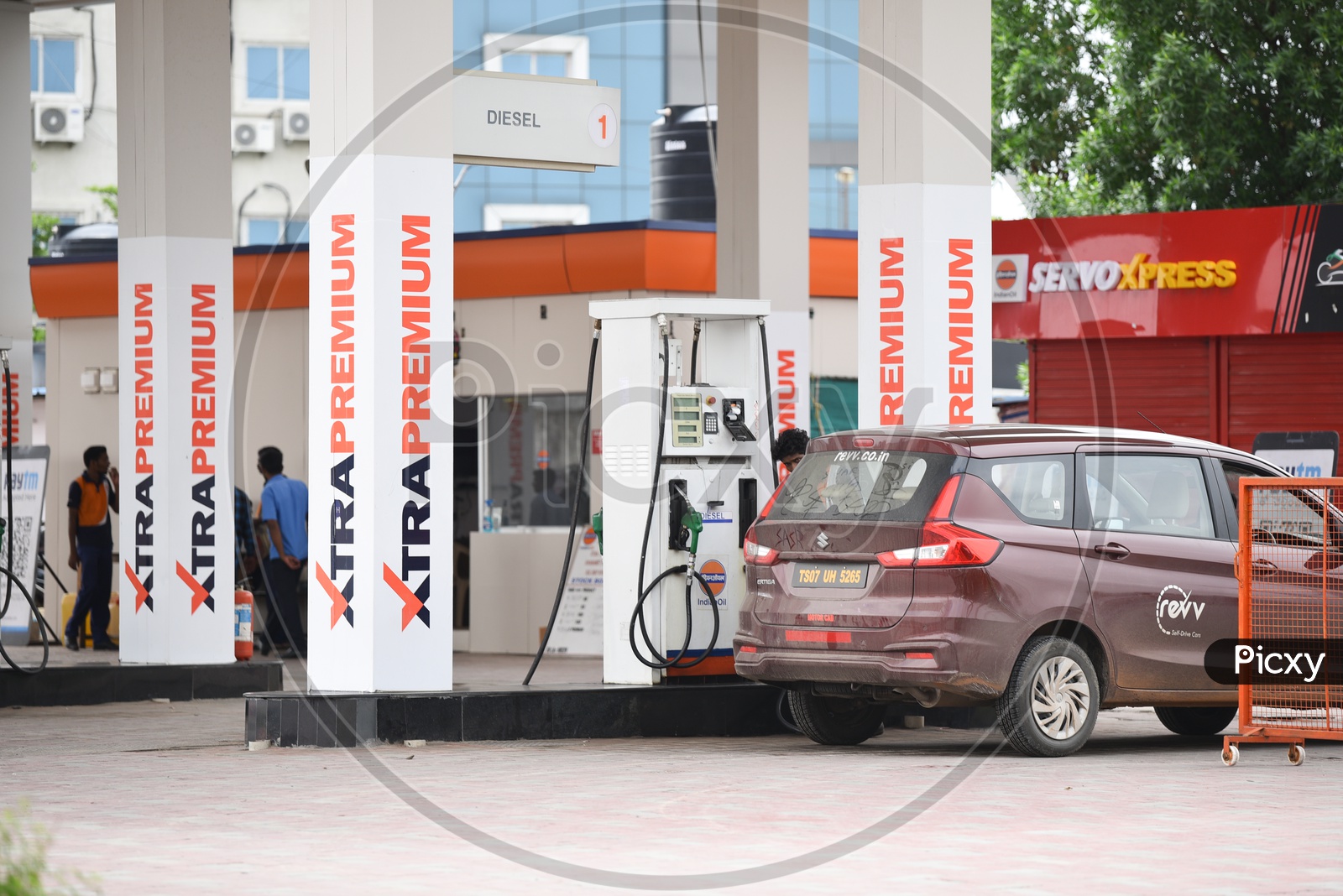 Petrol or Fuel Filling Station With vehicles Filling Fuel