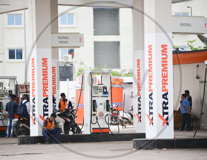 Petrol or Fuel Filling Station With vehicles Filling Fuel