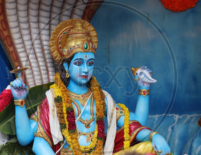 Hindu God Lord Vishnu Idol In Khairatabad For Ganesh Chathurdhi Festival 2019