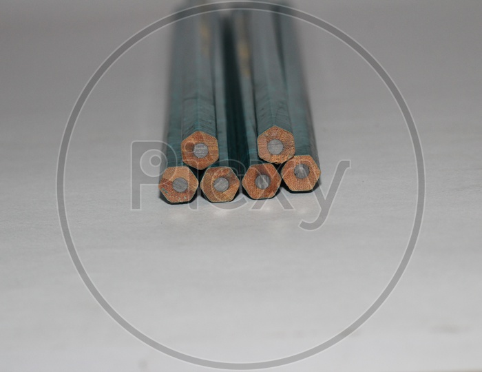 Led Pencils Bunch With Selective Focus On isolated White