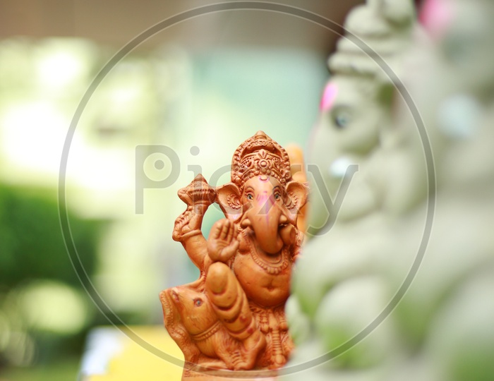 Ganesh Idols Closeup In a Vendor Stall