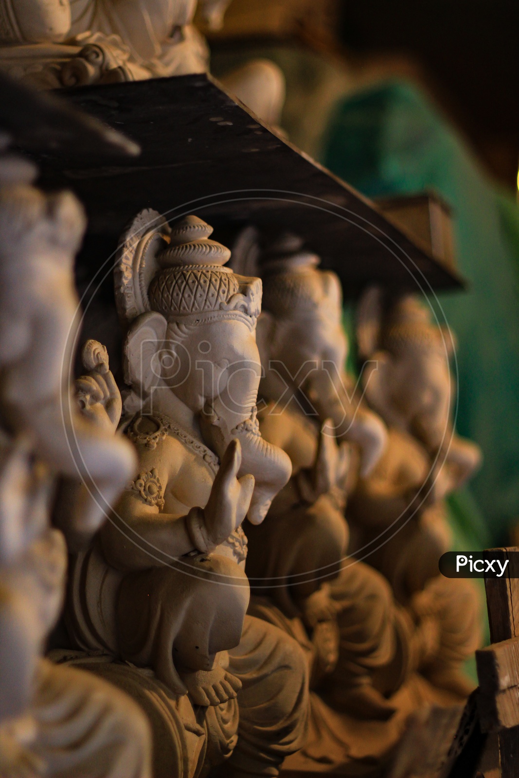 Small Ganesh Idols In Making At A Workshop Closeup