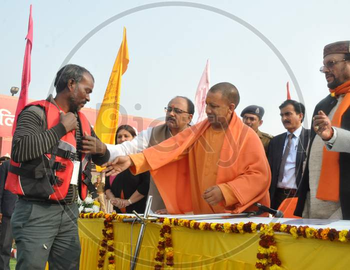 Uttar Pradesh CM Yogi Adithyananth  During Prayagraj Ardh Kumbh Mela 2019