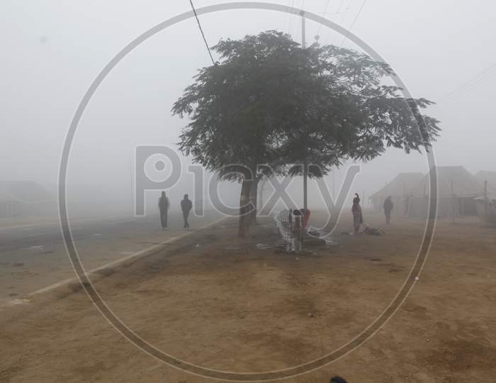 Devotees In Foggy Winter Mornings  in Prayagraj , Allahabad