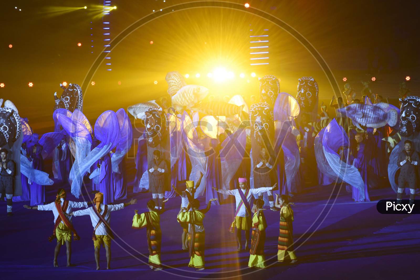 Dancers Perform At The Opening Ceremony Of The 3Rd  Khelo India Youth Games At Indira Gandhi Athletic Stadium, Sarusajai In Guwahati