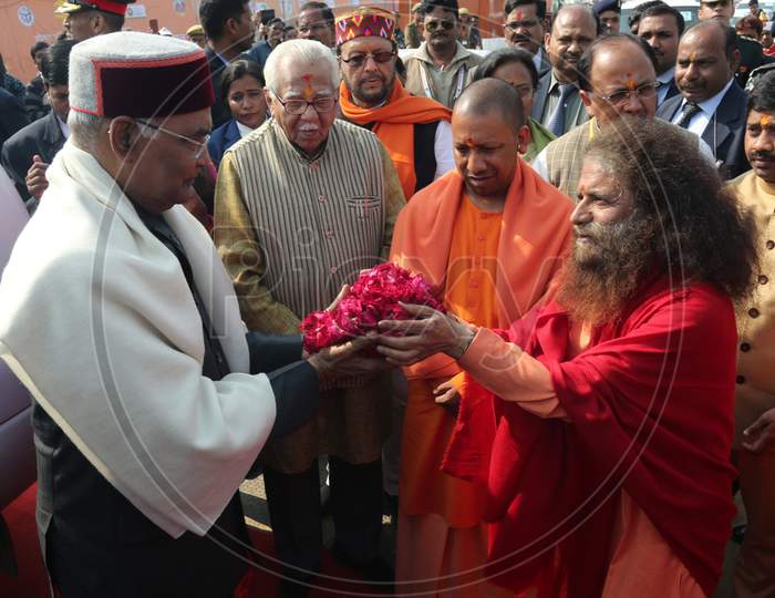 President Ram Nath Kovidh Arriving  At Gandhian Resurgence Summit  held At Prayagraj Ardh Kumbh Mela 2019
