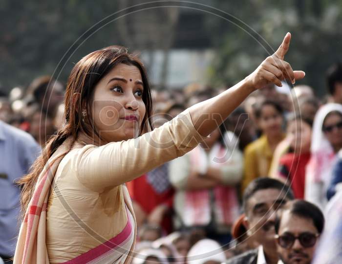 Assamese Actress Barasha Rani Bishaya During A Protest Against The Indian Government'S Citizenship Amendment Bill (Cab) In Guwahati