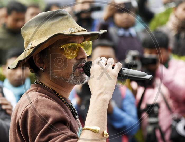 Singer Zubeen Garg Adressing During A Protest Against The Citizenship Amendment Act (Caa) 2019, In Guwahati