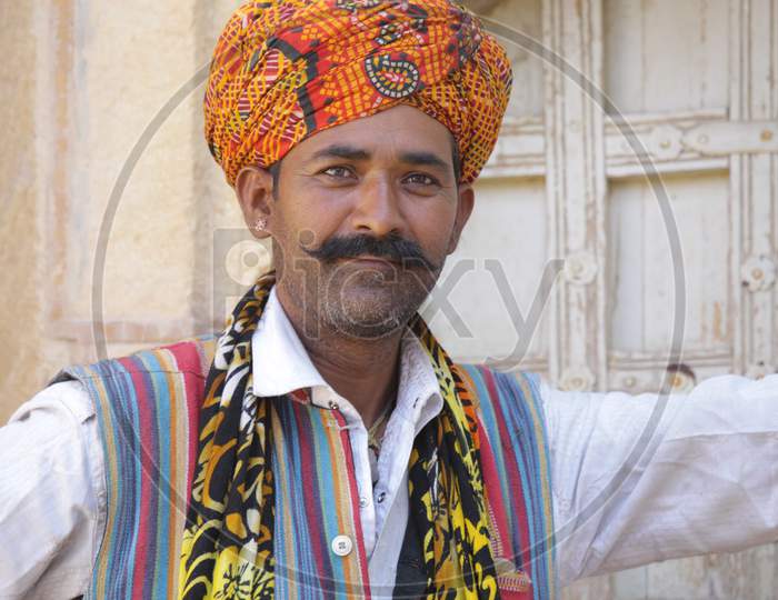 A Rajasthani Man wearing turban