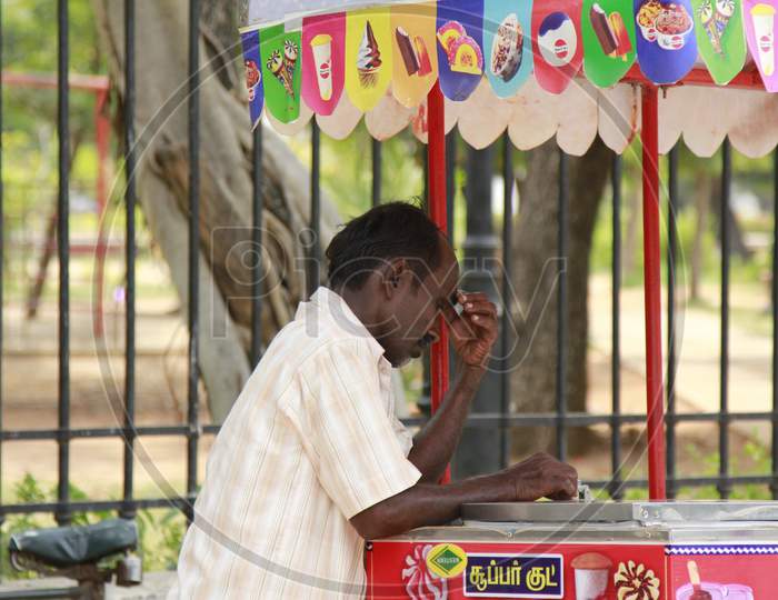 Indian Ice Cream vendor in Pondicherry