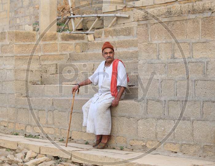 Indian Old Man on the Streets of Jaisalmer