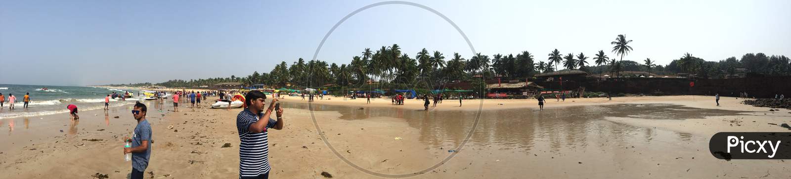 Panorama Of A Beach With Visitors