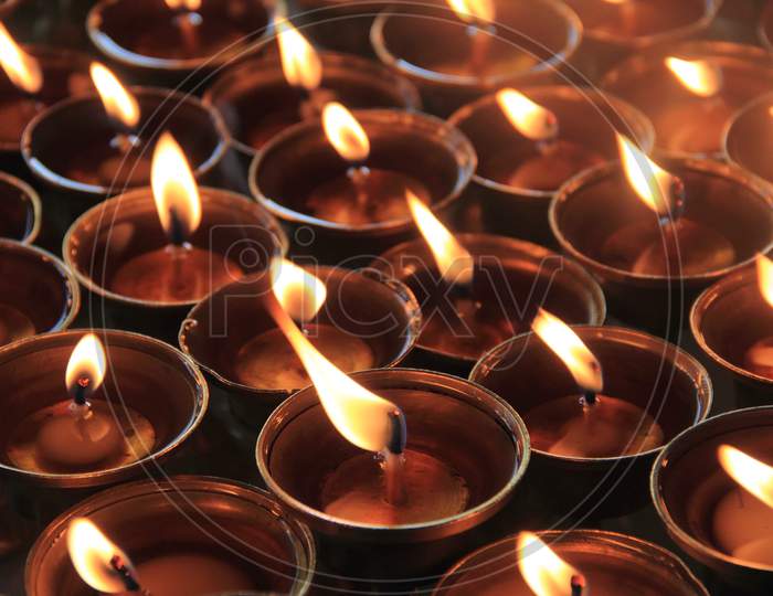 Oil lamps during Diwali