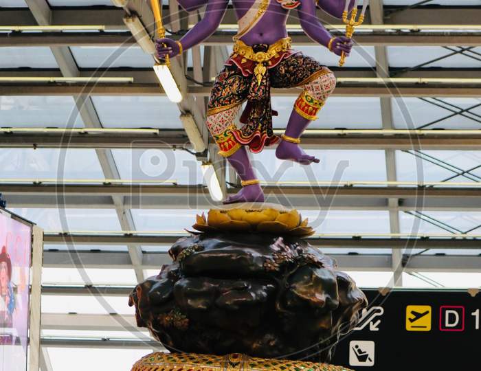 Lord Krishna Skheera Sagara Madanam  Statue in  Airport