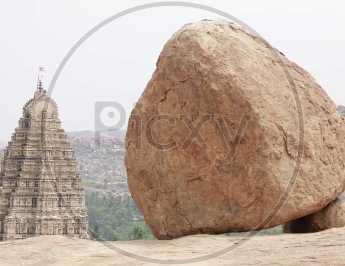 Massive boulder at the Hampi Temple