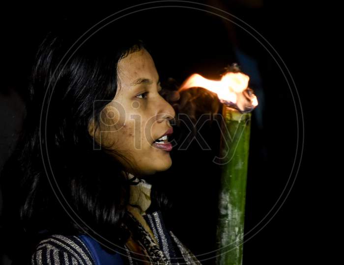 All Assam Student'S Union (Aasu) Along With 30 Ethnic Organizations Take Part In A Torch Light Procession Rally In Protest Against Citizenship (Amendment) Act, In Guwahati,